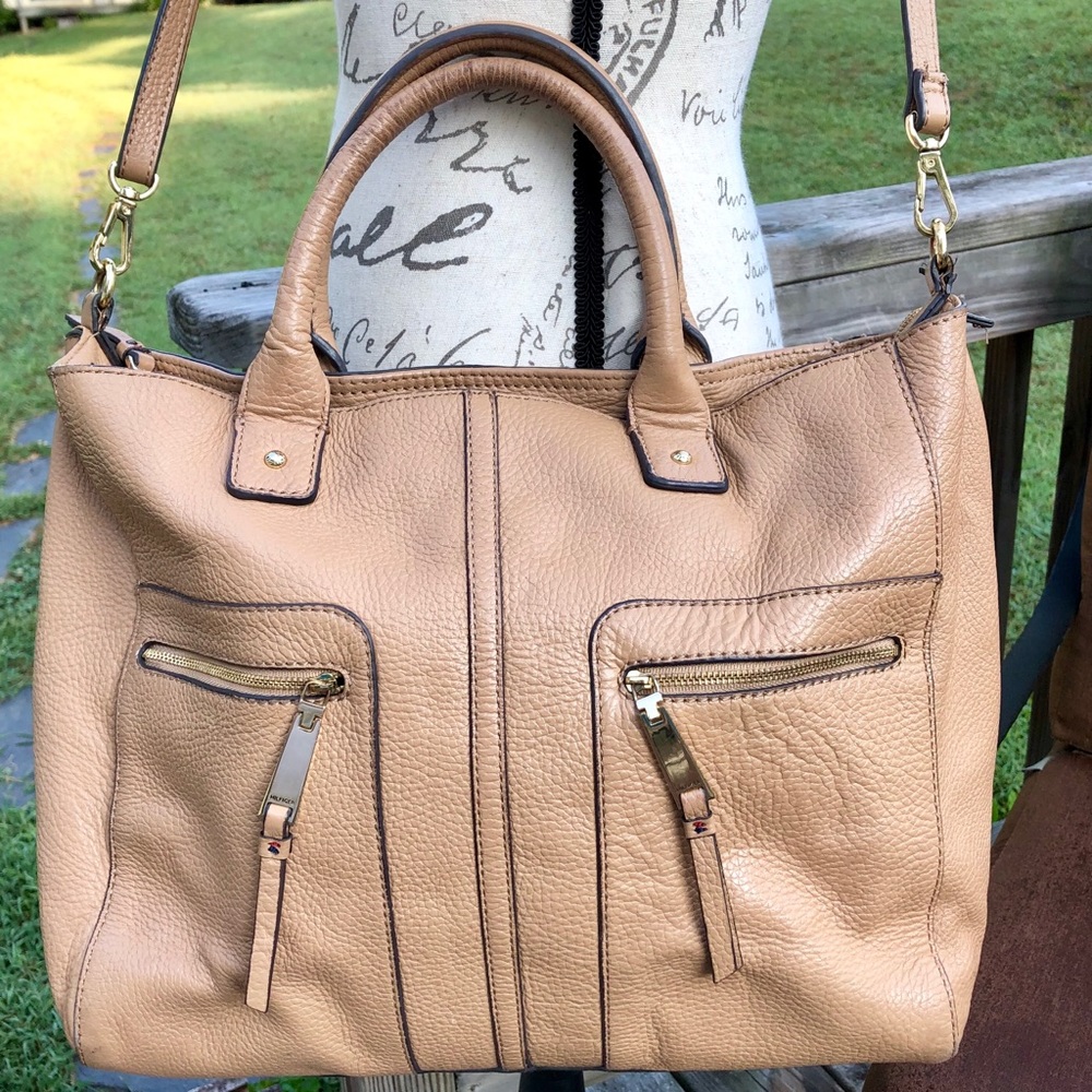 Tommy Hilfiger Tan Pebbled Leather Tote